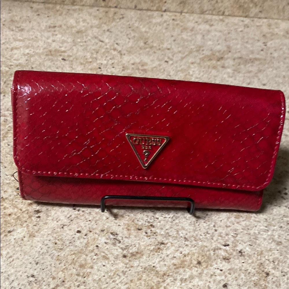 Guess Red Snake-Embossed Wallet